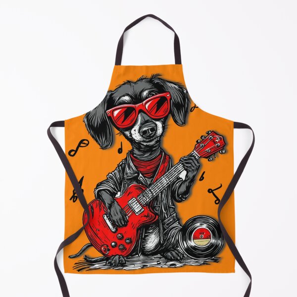 Item preview, Orange Pop Art Dachshund Guitarist in Shades designed and sold by iPrintPaws.