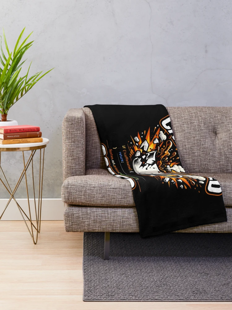 Thumbnail 2 of 6, Throw Blanket, Caffeinated Coder Caffeine Java Coder designed and sold by SplashTastic.