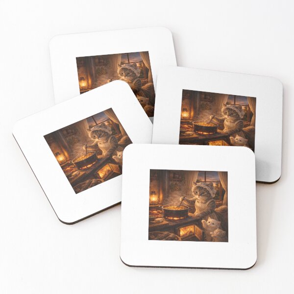 Item preview, Cozy Cottage Cat Cooking Soup designed and sold by LovelyCatGalaxy.
