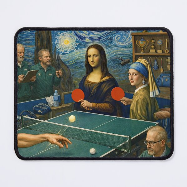 Item preview, Table Tennis Masters: Renaissance & Starry Night Art History Mashup T-Shirt designed and sold by OhMyPingCo.