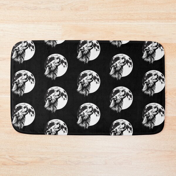 Item preview, Howling Wolf Under Full Moon Black and White Art designed and sold by Dogandesighn.