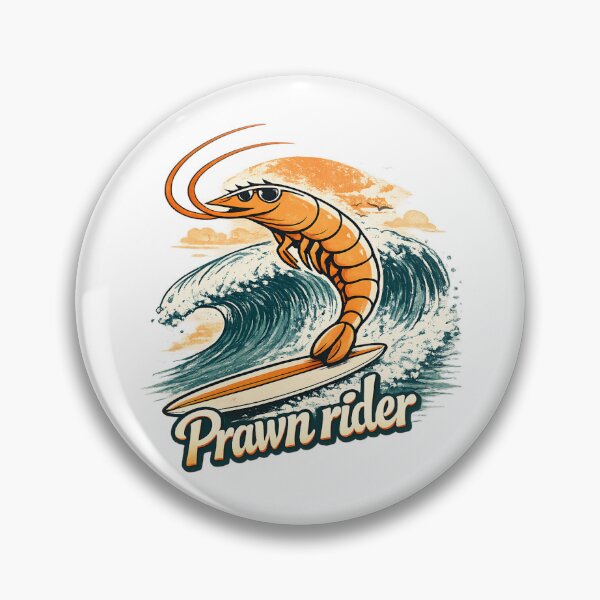 Item preview, Prawn Rider – Retro Surfing Big Prawn Vintage Beach Design designed and sold by TomoMadeIt.