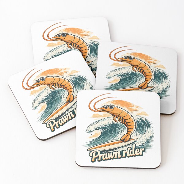 Item preview, Prawn Rider – Retro Surfing Big Prawn Vintage Beach Design designed and sold by TomoMadeIt.