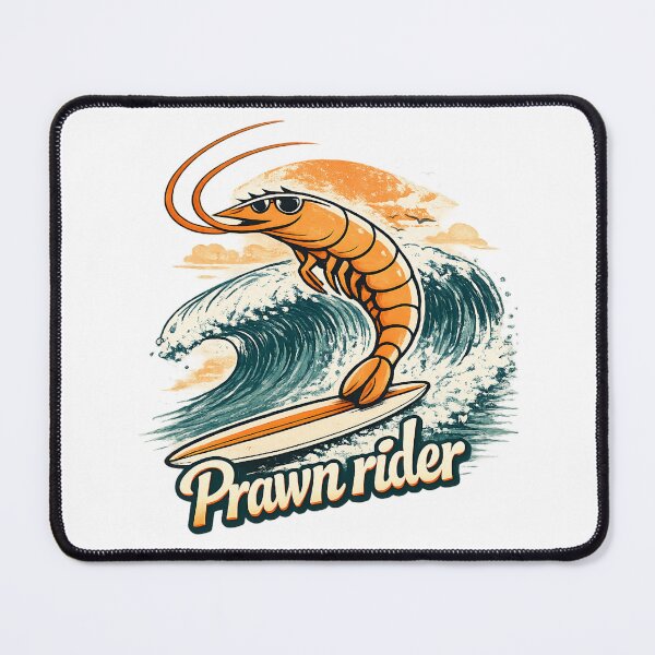 Item preview, Prawn Rider – Retro Surfing Big Prawn Vintage Beach Design designed and sold by TomoMadeIt.