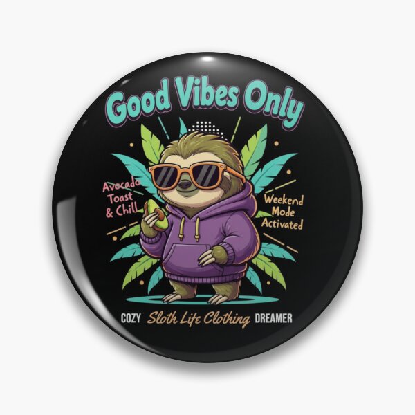 Item preview, Good Vibes Only – Chill Sloth with Avocado Illustration designed and sold by Dogandesighn.