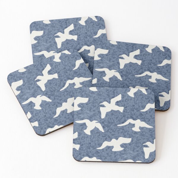 Item preview, Stormy Sea Seagulls – Painterly Coastal Bird Pattern in Blue & White designed and sold by Ema Tudose.