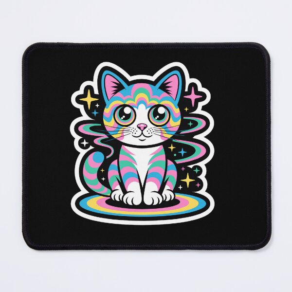 Item preview, Psychedelic Kawaii Cat - Pastel Rainbow Magic Kitten designed and sold by MinervasCrafts.