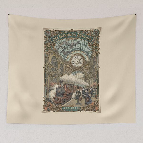 Item preview, Chronos Station - Vintage Time-Travel Train Steampunk Art Print designed and sold by Jeeklsdotcom.