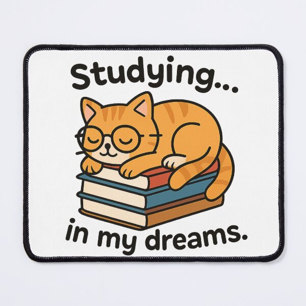 Item preview, Studying In My Dreams Cute Sleepy Cat Student Meme designed and sold by Snacky Paws.