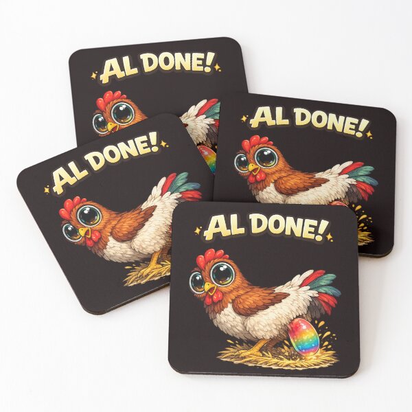 Item preview, Funny Chicken Laying Rainbow Egg – “All Done!” Cartoon Humor Design designed and sold by Tadeusz1.