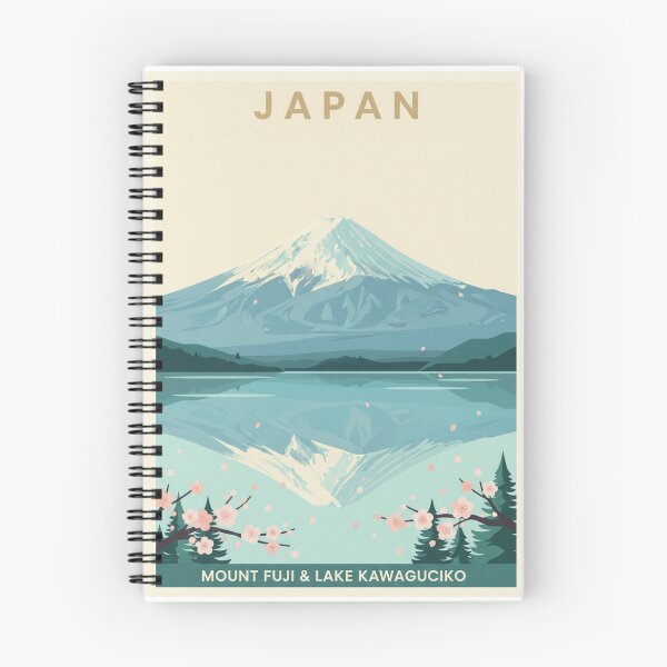 Artikelvorschau, Vintage-Poster des Berges Fuji und des Kawaguchi-Sees im minimalistischen japanischen Stil entworfen und verkauft von HeyHas.