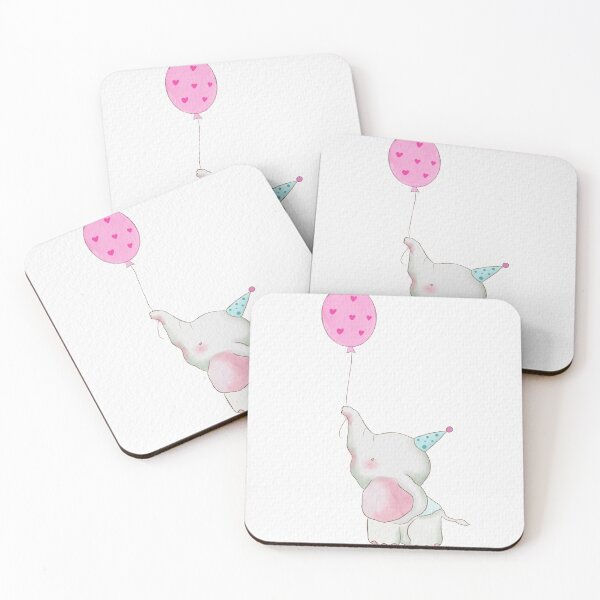 Item preview, Cute little elephant with pink balloon designed and sold by AGIllustrator.
