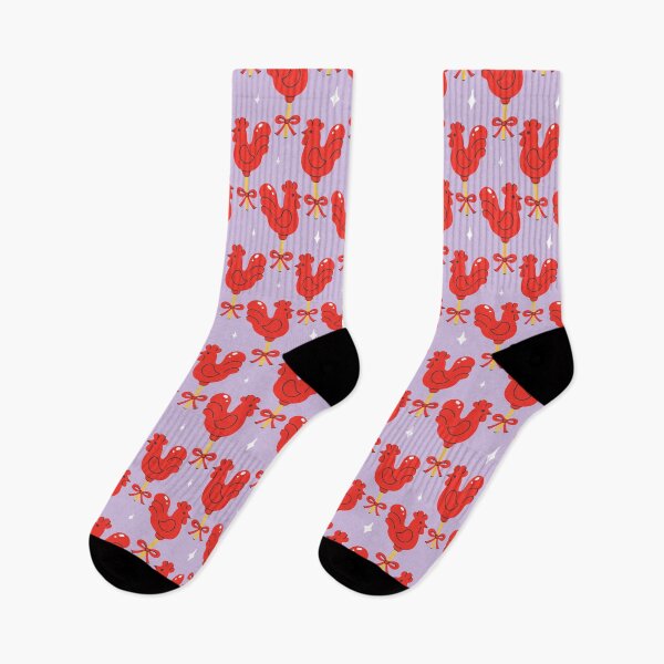 Item preview, pattern with red lollipop cockerels designed and sold by burbura.