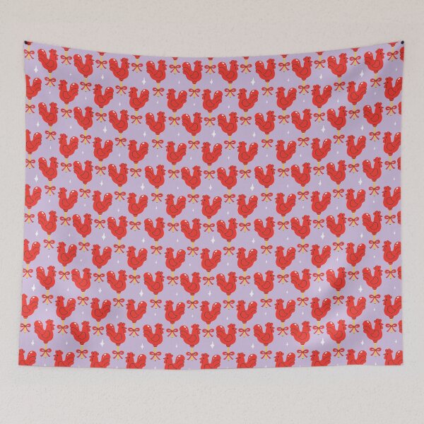 Item preview, pattern with red lollipop cockerels designed and sold by burbura.
