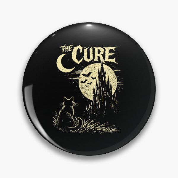 Item preview, The Cure Cat Moon 90s Rock Band Gothic Cat Lover designed and sold by clarabersetart.
