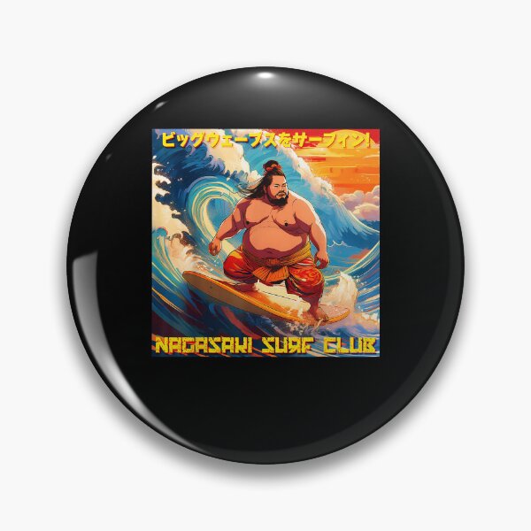 Item preview, Surfing The Big Waves Nagasaki Surf Club Japanese Samurai Art designed and sold by clarabersetart.