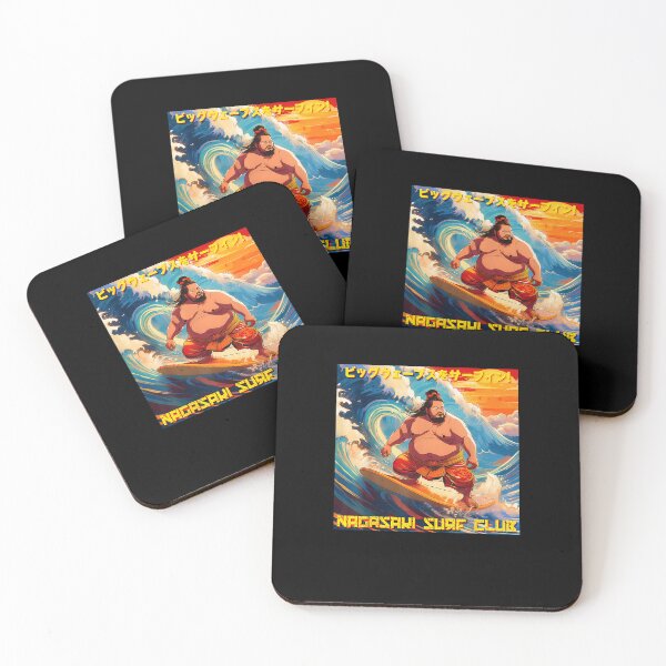 Item preview, Surfing The Big Waves Nagasaki Surf Club Japanese Samurai Art designed and sold by clarabersetart.