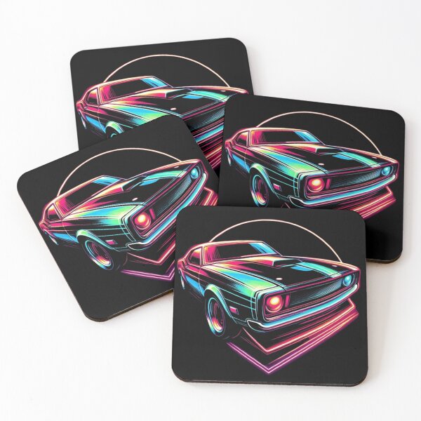 Item preview, Neon Retro Muscle Car – Synthwave Night Drive designed and sold by Dogandesighn.