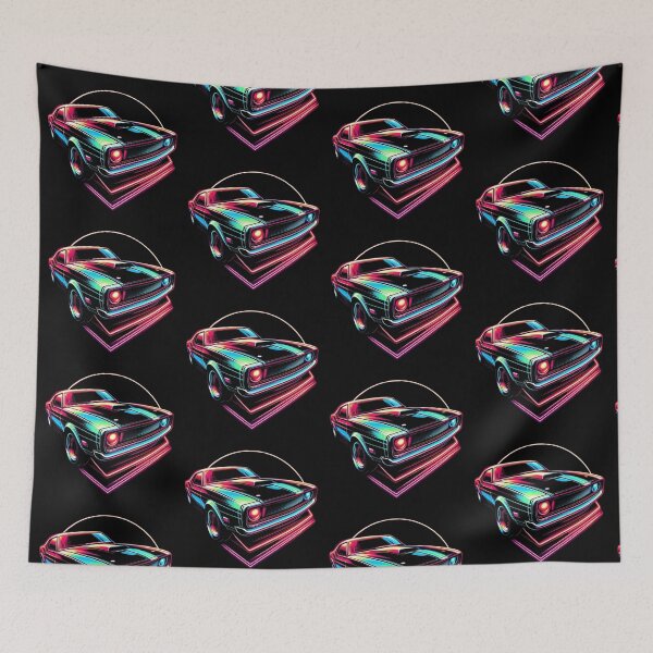 Item preview, Neon Retro Muscle Car – Synthwave Night Drive designed and sold by Dogandesighn.