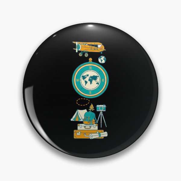 Item preview, Retro Traveler's Vertical Journey - Vintage Flight & Camping Equipment Art designed and sold by AbulailArt.