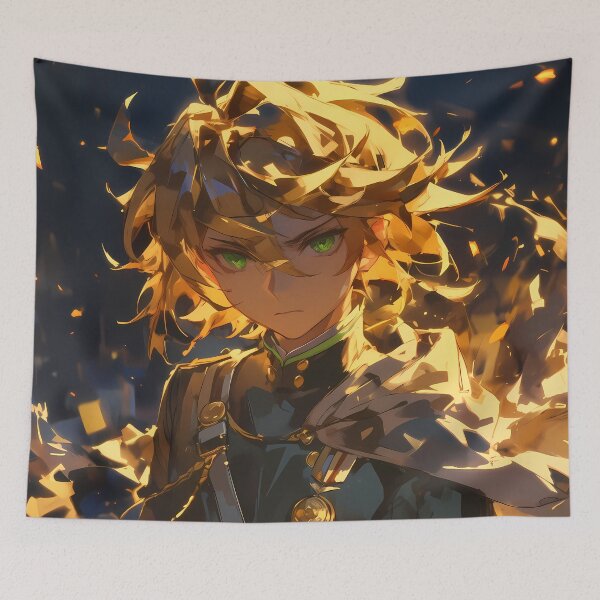 Item preview, Mikaela Hyakuya Seraph Of The End Golden Light Dramatic Uniform Portrait designed and sold by 108Recordings.