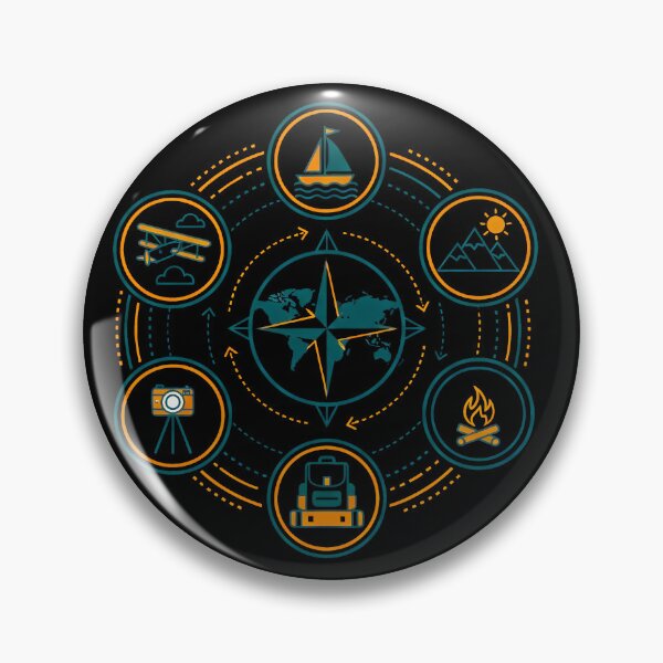 Item preview, The Wanderer's Cycle - Vintage Travel Icons & World Navigation Badge designed and sold by AbulailArt.