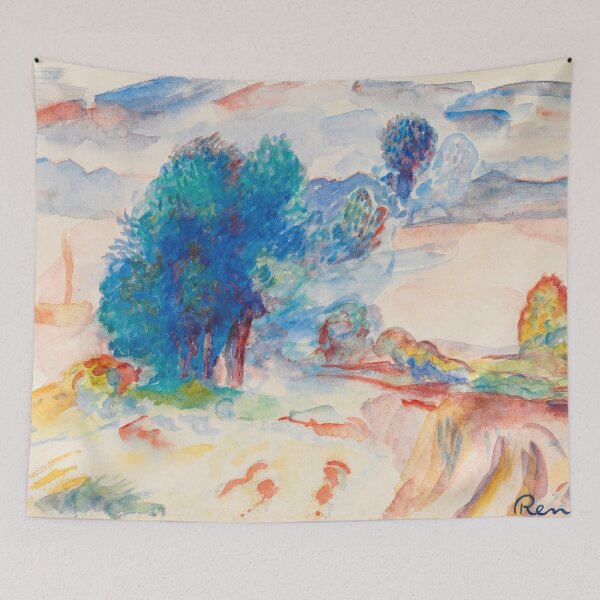 Item preview, Arbres Au Bord De Leau Et Voilier by Pierre-Auguste Renoir: Impressionist Landscape Poster designed and sold by artofuniverse.