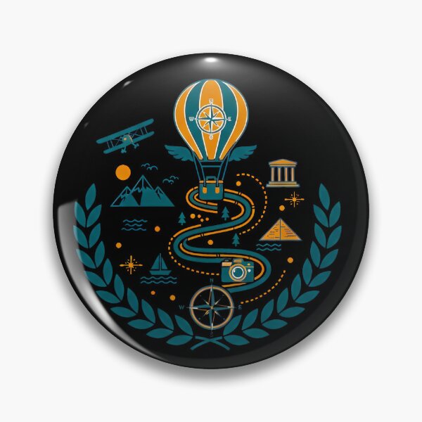Item preview, The Journey's Laurel - Vintage Hot Air Balloon & Scenic Travel Route Art designed and sold by AbulailArt.