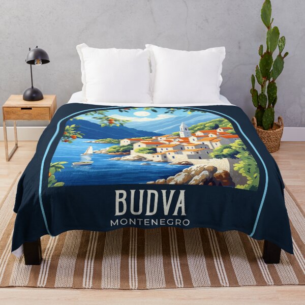Item preview, Budva Vintage Travel Illustration designed and sold by HomeLivingCo.