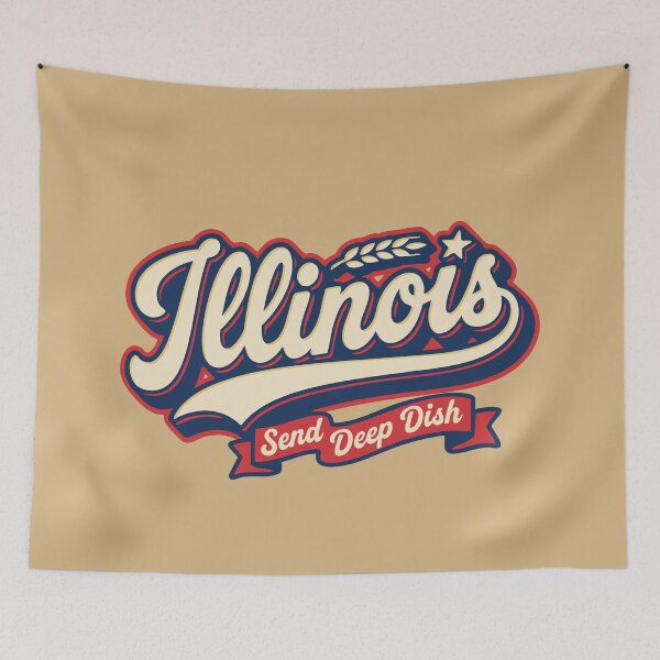 Item preview, Illinois Deep Dish Pizza Retro Script designed and sold by Cozy-Old-Pub.