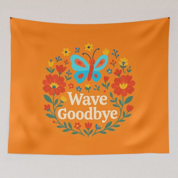 Item preview, Wave Goodbye Butterfly – Scandinavian Folk Art Nursery Rhyme by heidiannemorris © designed and sold by FOLK ART FUSION by heidiannemorris.