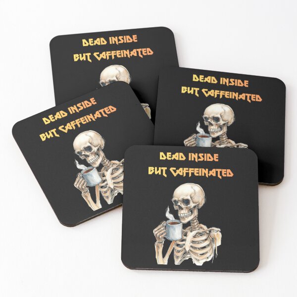 Item preview, Skeleton Drinking Coffee – Dead Tired Gothic Coffee Lover Skeleton designed and sold by SKULLARTISTRY.