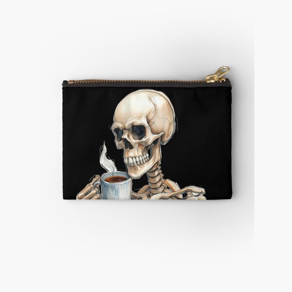 Item preview, Skeleton Drinking Coffee – Dead Tired Gothic Coffee Lover Skeleton designed and sold by SKULLARTISTRY.