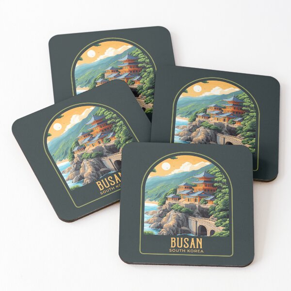 Item preview, Busan Vintage Travel Illustration designed and sold by HomeLivingCo.