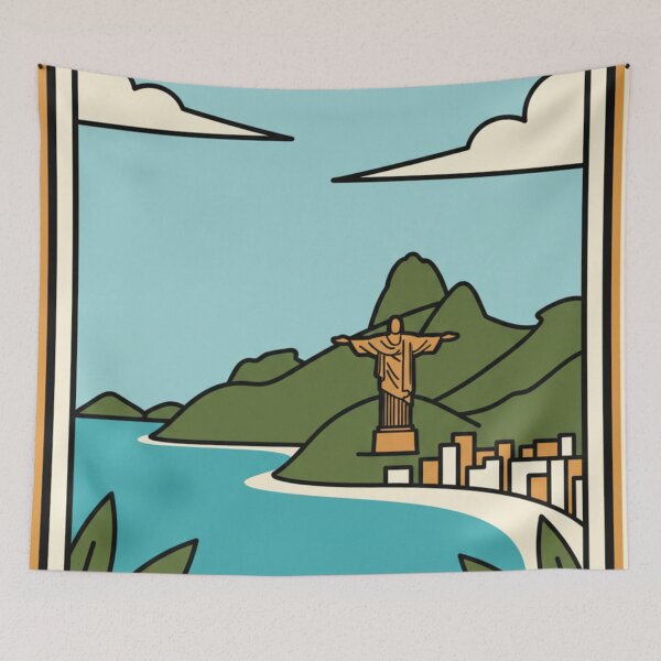 Item preview, Vintage poster of Rio de Janeiro with Christ the Redeemer designed and sold by HeyHas.