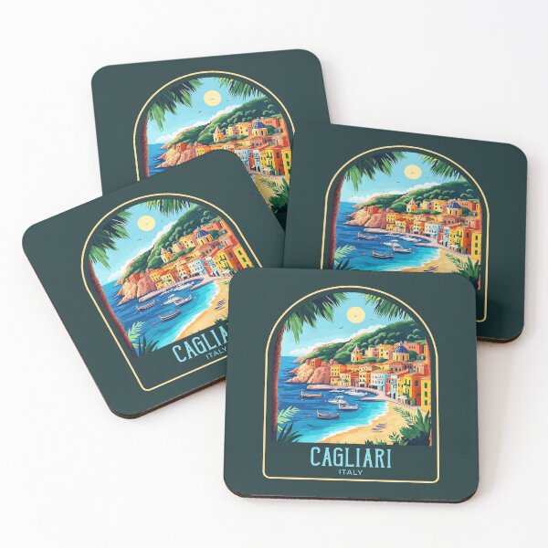 Item preview, Cagliari Vintage Travel Illustration designed and sold by HomeLivingCo.
