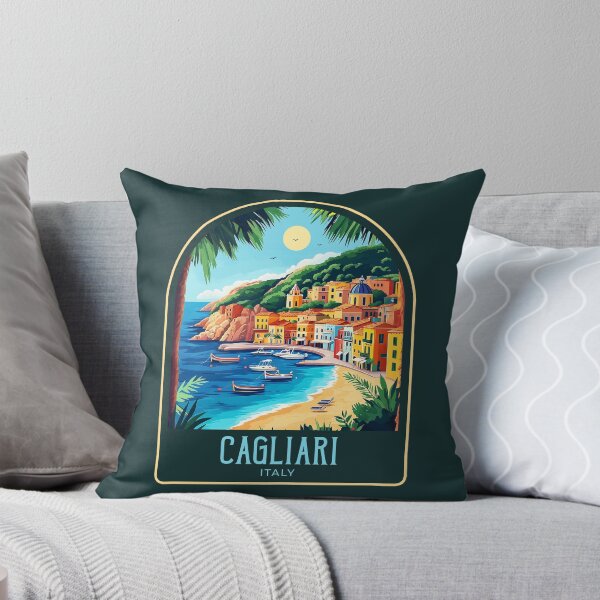 Item preview, Cagliari Vintage Travel Illustration designed and sold by HomeLivingCo.