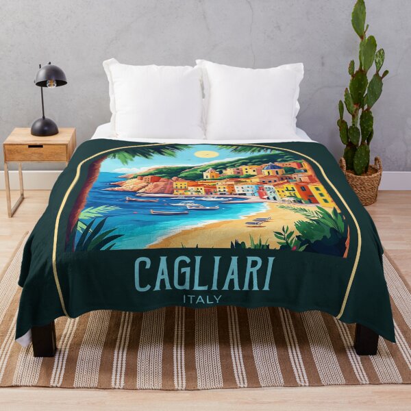 Item preview, Cagliari Vintage Travel Illustration designed and sold by HomeLivingCo.