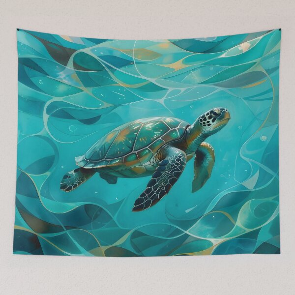 Item preview, A turtle swimmimg in the turquoise sea designed and sold by Gear Camel.