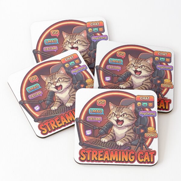 Item preview, Streaming Cat – Kawaii Live Streamer Kitty Sticker designed and sold by StickersPhotoPaintings.