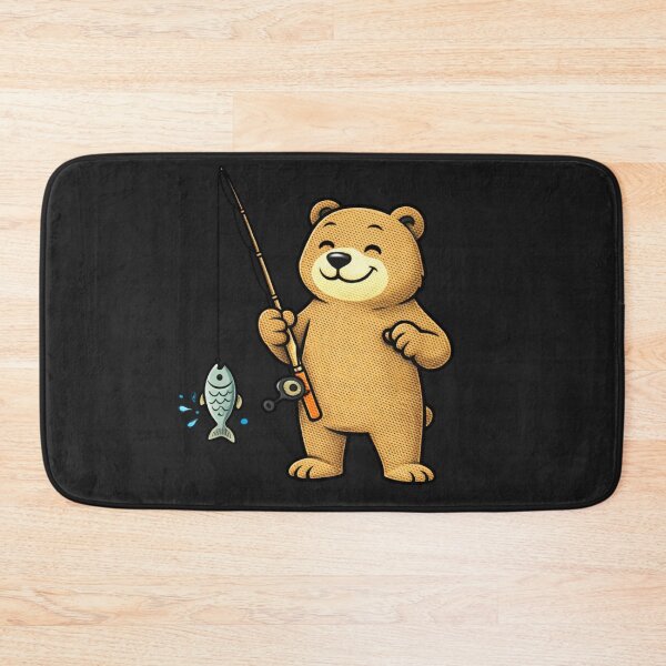 Item preview, Happy Fishing Bear – Funny Fisherman Bear Mascot Cartoon designed and sold by ColorSplash123.