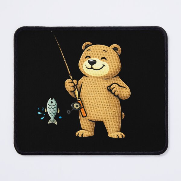 Item preview, Happy Fishing Bear – Funny Fisherman Bear Mascot Cartoon designed and sold by ColorSplash123.
