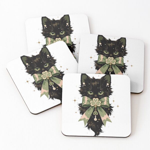 Item preview, Lucky Clover Bow Black Cat designed and sold by LittleSmileLab.