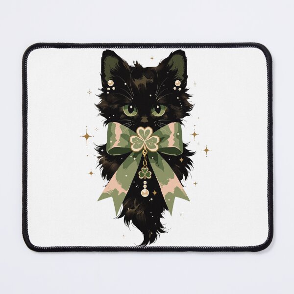 Item preview, Lucky Clover Bow Black Cat designed and sold by LittleSmileLab.