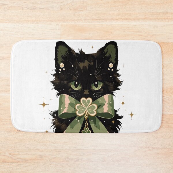 Item preview, Lucky Clover Bow Black Cat designed and sold by LittleSmileLab.