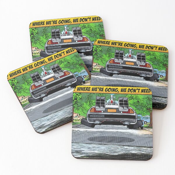 Item preview, "We Don't Need Roads" DeLorean Pop Art Fan Design designed and sold by THELOREAN.
