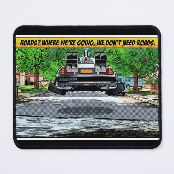 Item preview, "We Don't Need Roads" DeLorean Pop Art Fan Design designed and sold by THELOREAN.