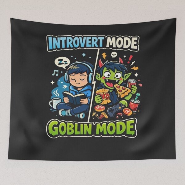 Item preview, Introvert Mode Goblin Mode Funny Dual Personality Cartoon Design designed and sold by Antik by Schulz.