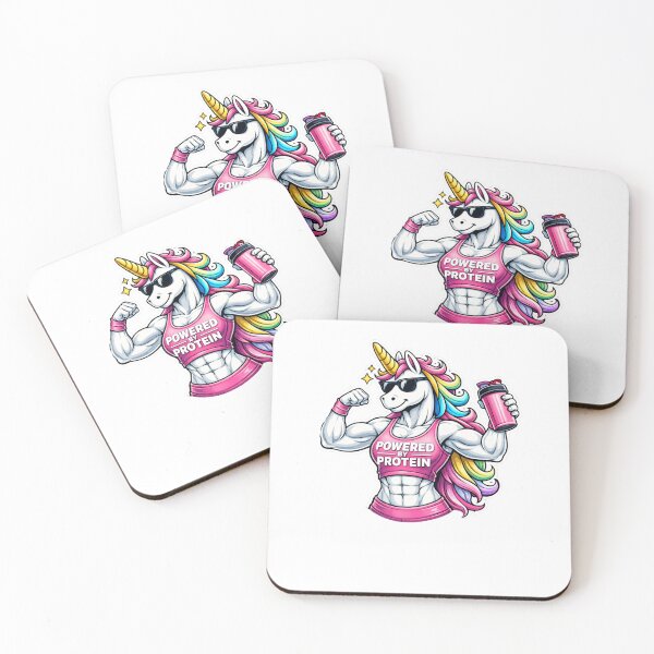 Item preview, Powered by Protein Unicorn – Funny Gym Unicorn Strong Female Fitness Cartoon designed and sold by UnglaublichGut.
