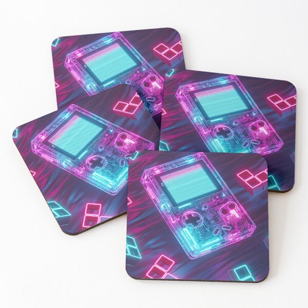 Item preview, Retro 90s Transparent Handheld Console - Neon Puzzle Blocks designed and sold by powersunlight.